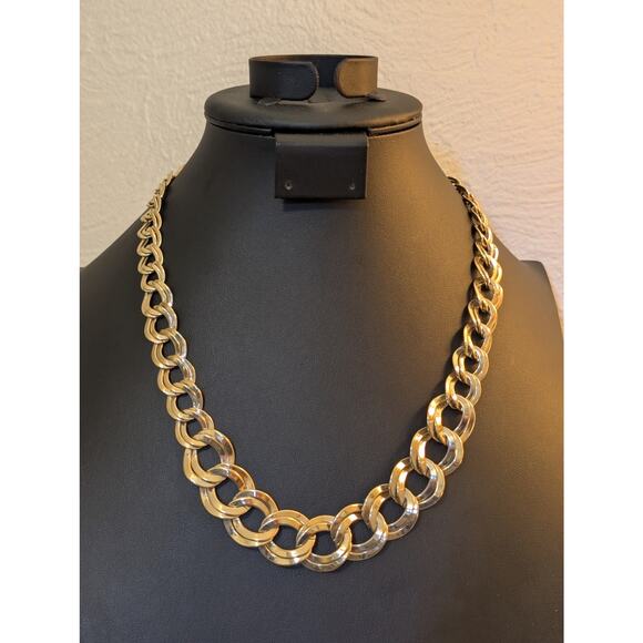 Vintage Polished Double Graduated Curb Link Necklace W/ Hook Clasp Necklace - Picture 6 of 6